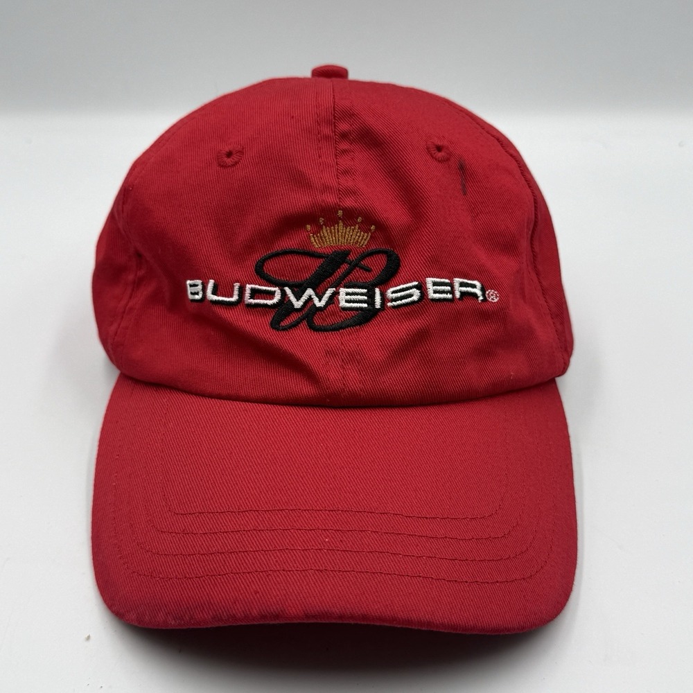 Budweiser Baseball Cap Red One Size Embroidered Logo Strapback 2005 Beer Hat